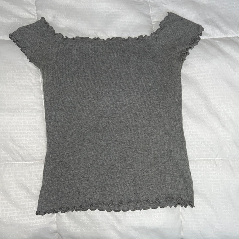 Grey stretchy off the shoulder Hollister Top